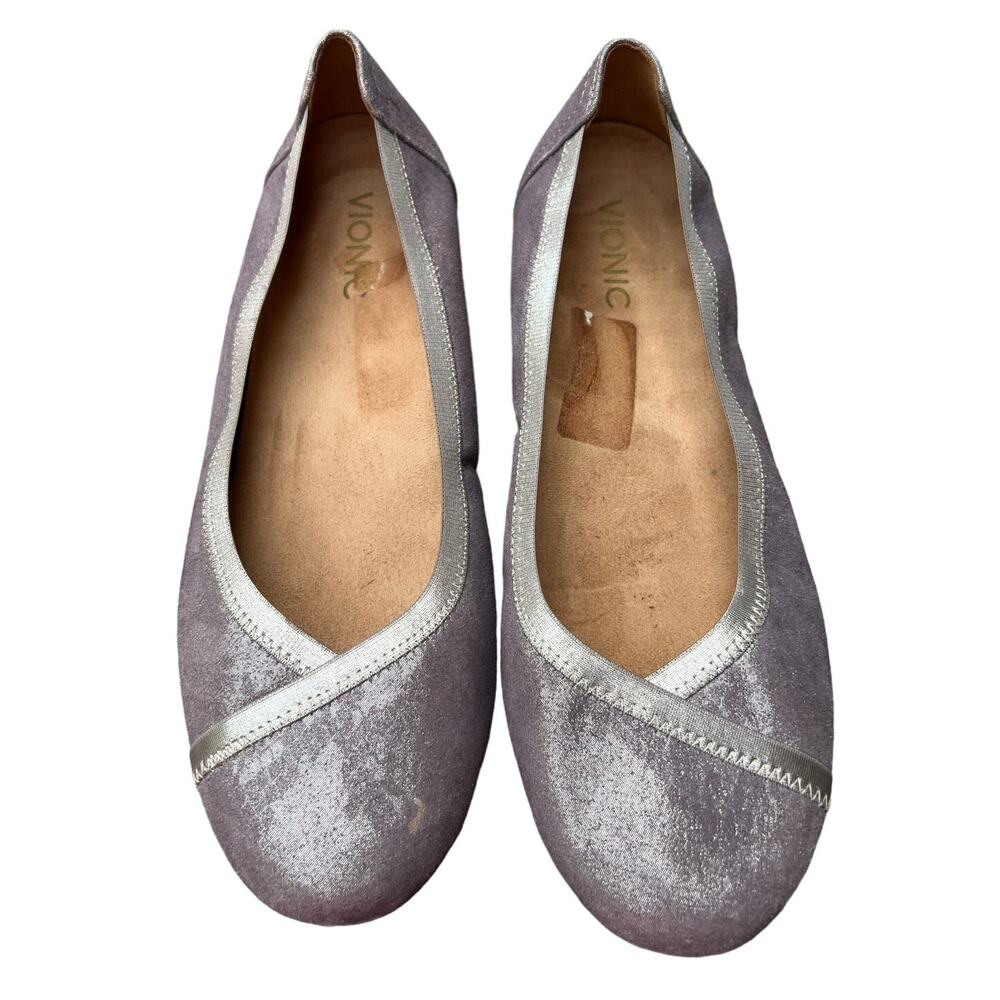 Vionic Carroll Size 9 Purple Shimmer Ballet Flats